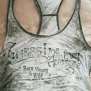 Guess tank, threadbare green and white Sz M